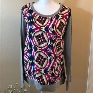 New Directions Geometric Pattern Long Sleeve Top